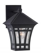 Generation Lighting 88132-12 - Herrington transitional 1-light outdoor exterior medium wall lantern sconce in black finish with cle