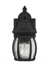 Generation Lighting 88203-12 - Wynfield traditional 1-light outdoor exterior small wall lantern sconce in black finish with clear b