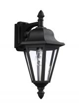 Generation Lighting 8825-12 - Brentwood traditional 1-light outdoor exterior downlight wall lantern sconce in black finish with cl