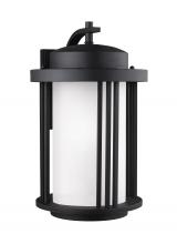 Generation Lighting 8847901-12 - Crowell contemporary 1-light outdoor exterior large wall lantern sconce in black finish with satin e
