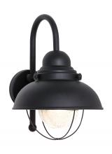 Generation Lighting 8871-12 - Sebring transitional 1-light outdoor exterior large wall lantern sconce in black finish with clear s