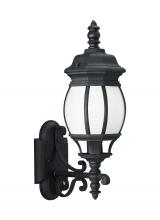 Generation Lighting 89102-12 - Wynfield traditional 1-light outdoor exterior medium wall lantern sconce in black finish with froste