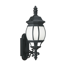 Generation Lighting 89103-12 - Wynfield traditional 1-light outdoor exterior large wall lantern sconce in black finish with frosted