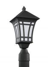 Generation Lighting 89231-12 - Herrington transitional 1-light outdoor exterior post lantern in black finish with etched white glas