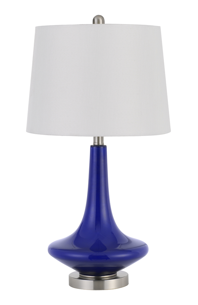 100W Kleve Glass Table Lamp With Taper Drum Hardback Linen Shade  (Priced And Sold As Pairs)