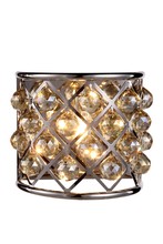 Elegant 1214W11PN-GT/RC - Madison 1 light polished Nickel Wall Sconce Golden Teak (Smoky) Royal Cut Crystal