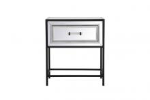 Elegant MF73015BK - 21 Inch Mirrored One Drawer End Table in Black