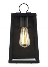 Visual Comfort & Co. Studio Collection 8537101EN7-12 - Marinus modern 1-light LED outdoor exterior small wall lantern sconce in black finish with clear gla