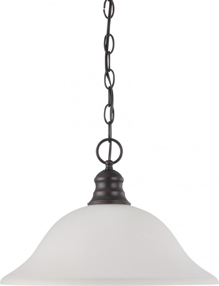 1 Light - 16" Pendant with Frosted White Glass - Mahogany Bronze Finish