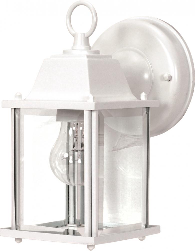 1 Light; 8-5/8 in.; Wall Lantern; Cube Lantern with Clear Beveled Glass; Color retail packaging