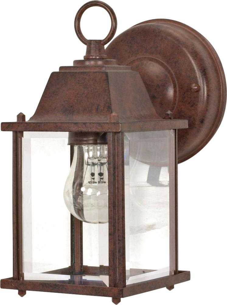 1 Light; 8-5/8 in.; Wall Lantern; Cube Lantern with Clear Beveled Glass; Color retail packaging