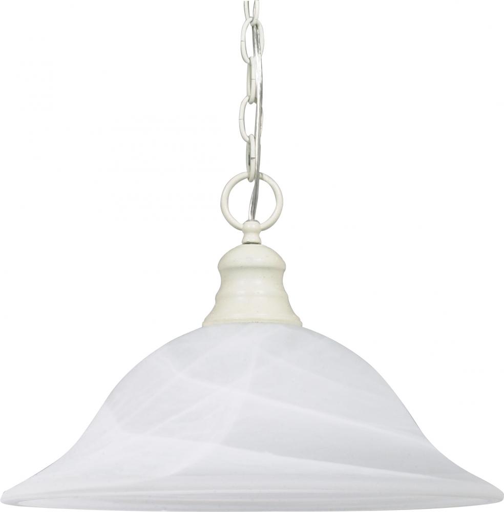 1 Light - 16" Pendant with Alabaster Glass - Textured White Finish