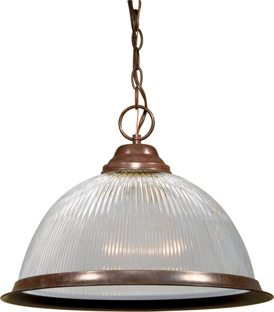 1 Light - 15" Pendant with Clear Prismatic Glass - Old Bronze Finish