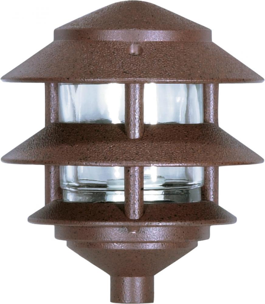 1 Light - 8" Pathway Light - Two Louver - Small Hood - Old Bronze Finish
