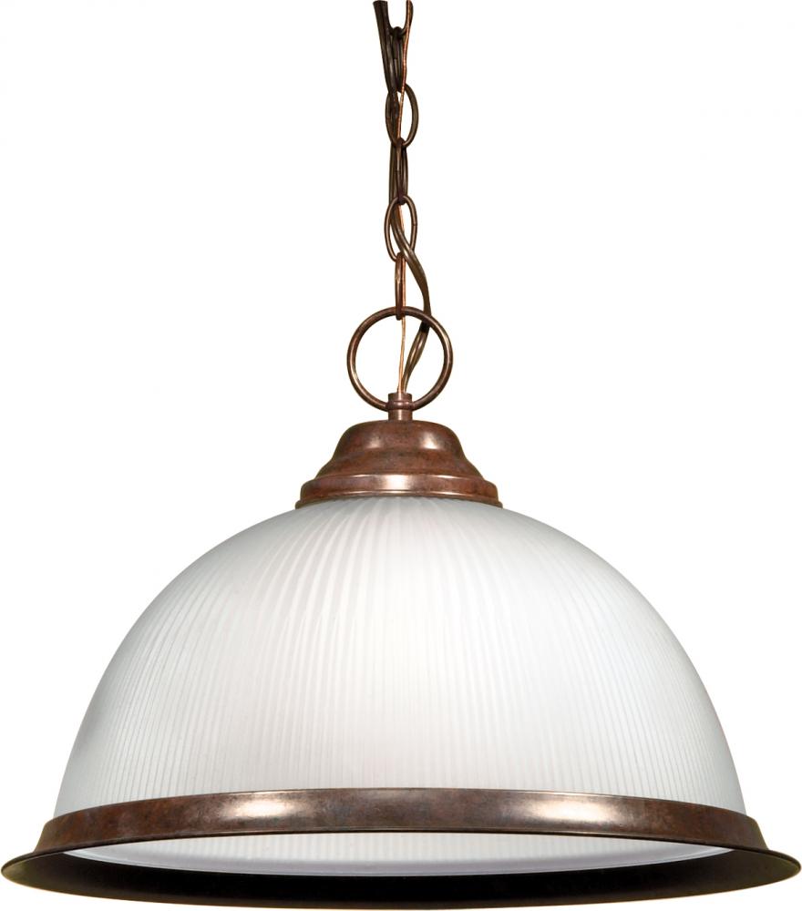 1 Light - 15" Pendant with Frosted Prismatic Glass - Old Bronze Finish