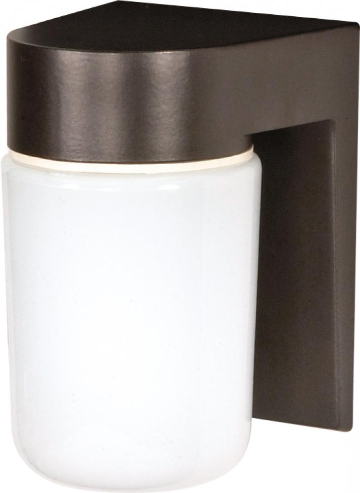 1 Light - 8" Utility Wall with White Glass - Bronzotic Finish