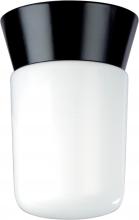 Nuvo SF77/154 - 1 Light - 8" Utility Ceiling with White Glass - Black Finish