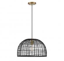 Savoy House Meridian M70105BRNB - 1-Light Pendant in Black with Natural Brass Accents