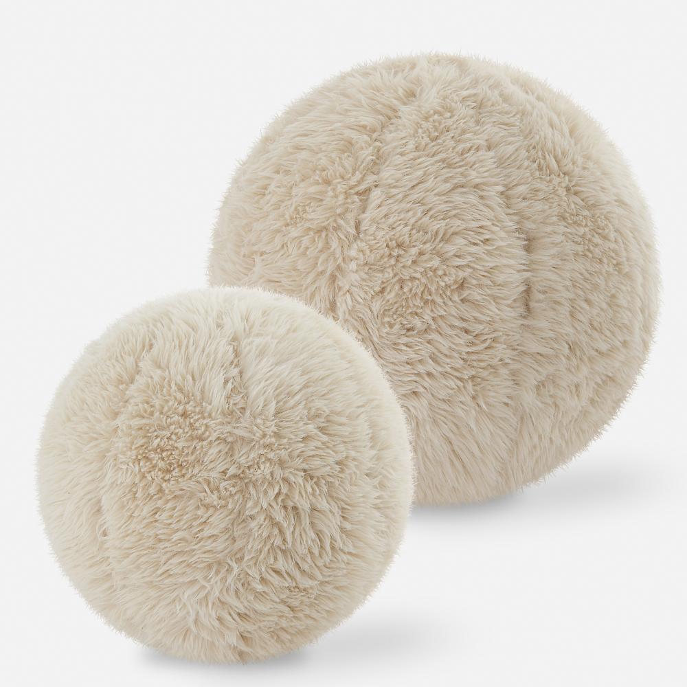 Uttermost Abide Ball Sheepskin Pillows, Set/2
