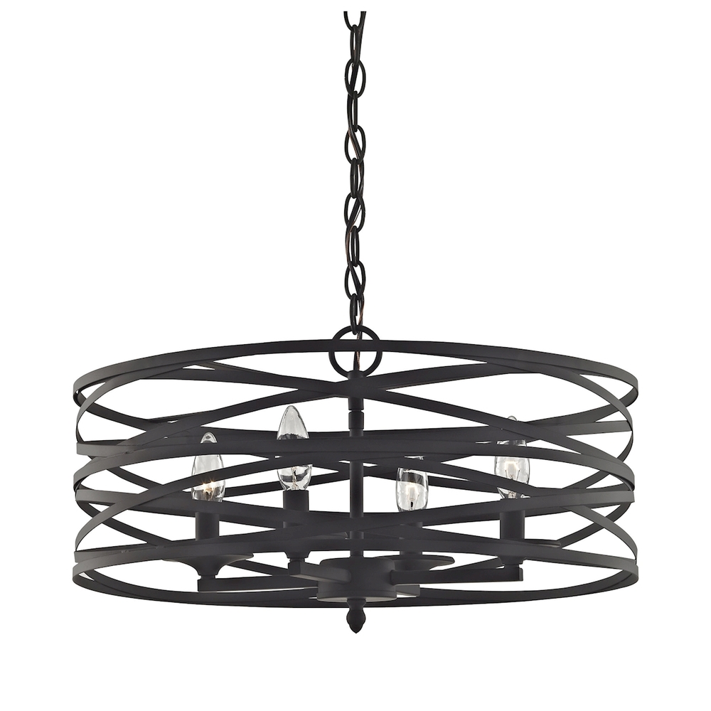4-Light Chandelier in Oil Rubbed Bronze with Metal Cage